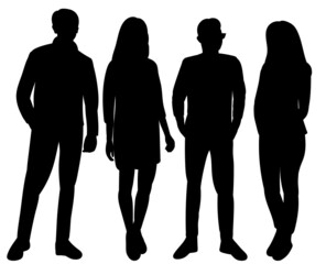people silhouette, on white background