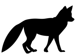 fox silhouette, on white background, isolated, vector