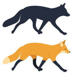 fox flat design, isolated on white background, vector