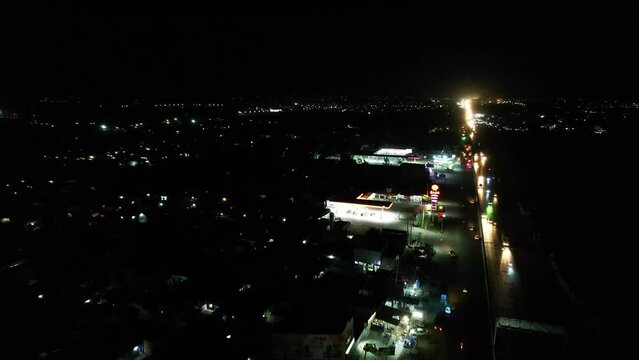 Great Night Flight Aerial view of Kala Shah Kako Punjab Pakistan