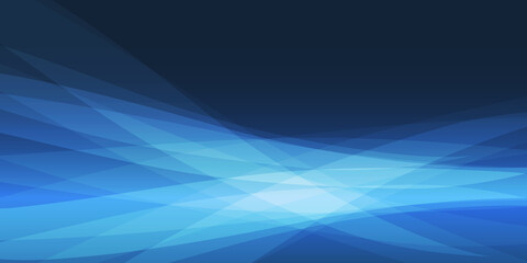 Dark Abstract Minimalist Blue and Black Wavy Flowing Translucent Overlapping 3D Geometric Shapes - Background Design with Copyspace - Simple Wide Scale Vector Template,Concept with Place for Your Text