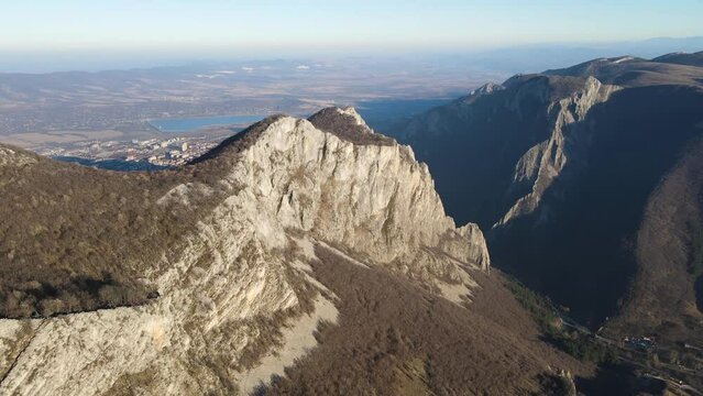 Amazing Aerial Autumn Landscape of Vratsata pass at Balkan Mountains, Bulgaria