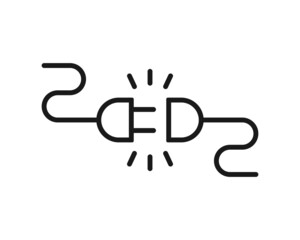 Electric wire with plug and socket icon. Electrical connection symbol isolated on white background. Vector EPS 10