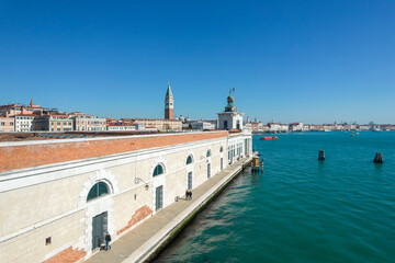 Fototapeta na wymiar Italy, Veneto, Venice, Aerial view of Dogana da Mar and Grand Canal