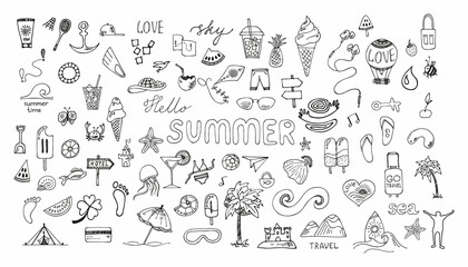 Fototapeta na wymiar Summer icon in doodle style. Vector hand drawn Sketch illustration