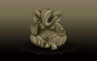 Indian God Lord Ganesha 3D Vector Illustration. Lord Ganesha Illustration. Hindi God Lord Ganesha Illustration.