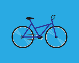 Blue vector bike or cycle isolated on blue background. Bicycle symbol in flat style. Vector illustration EPS 10