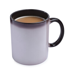Fresh aromatic coffee in mug isolated on white