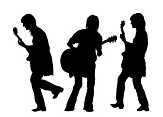 Concert of rock band on a white background