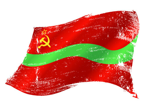 Waving flag of Transnistria.
A flag of Transnistria in the wind with a texture