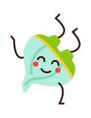 Exercising cartoon garlic. Vegetable Icon. Healthy food. Vector illustration