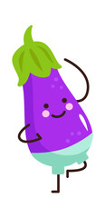 Cartoon eggplant. Vegetable Icon. Healthy food. Vector illustration