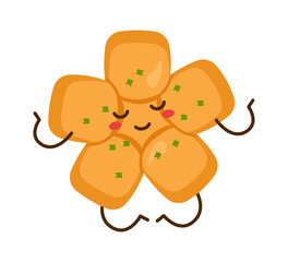 Happy cartoon bread character. Bakery Icon. Vector illustration