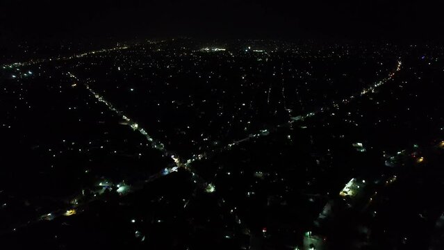 Great Night Flight Aerial view of Kala Shah Kako Punjab Pakistan