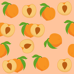 Seamless Peach Pattern. Fruit