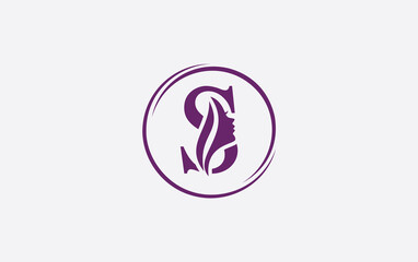 Purple beauty spa and hair logo and symbol design with the letter and alphabet S