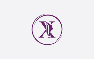 Purple beauty spa and hair logo and symbol design with the letter and alphabet X
