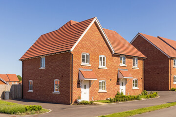 Fototapeta na wymiar New build semi-detached homes. UK