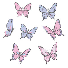 Obraz na płótnie Canvas Cute butterfly vector illustrations.