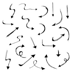 hand drawn Arrows icons Set. arrow icon with various directions. Doodle vector illustration. isolated on a white background