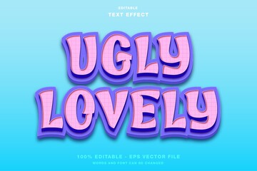 Ugly Lovely 3D Cartoon Editable Text Effect