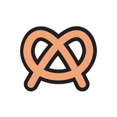 Pretzel , Bakery filled outline icon.