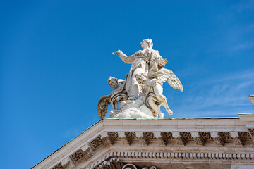 Obraz premium Closeup of the New Cathedral of Santa Maria Assunta,1604-1825 in Brescia downtown, in late Baroque style, also called Duomo nuovo. Cathedral square or Paolo VI square. Lombardy, Italy, Europe.