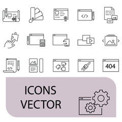 Web Development icons set . Web Development pack symbol vector elements for infographic web