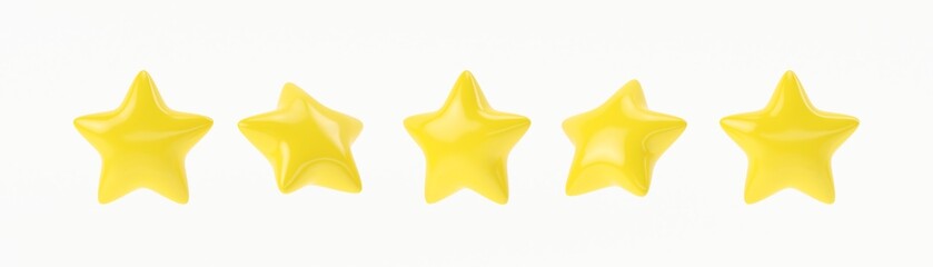 3d icon five star isolate on white background, social media, rating and review concept. 3d illustration