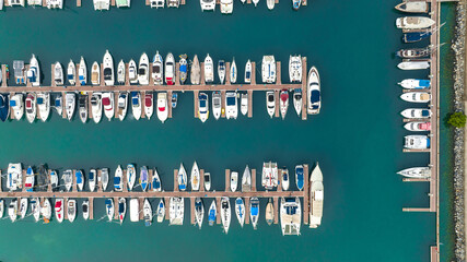 aerial top view Yacht Marina in Yacht Club  Aerial luxury boats and yachts in achor park, Luxury...