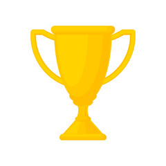 Golden trophy cup, award, vector icon in flat style