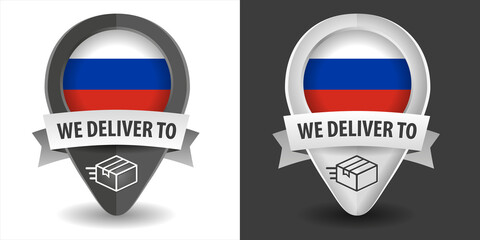 we deliver to russia location vector button graphic