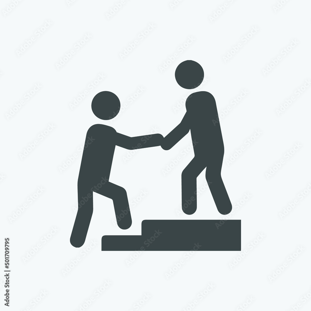 Poster help icon vector. leader symbol. climbing icon vector. vector illustration style is flat iconic symb