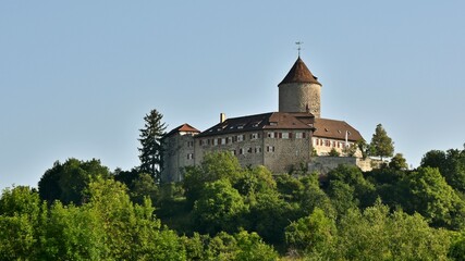 Fototapeta na wymiar Landscape with the Castle Reichenberg in Oppenweiler