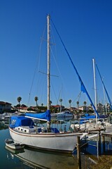 Close up of a sail boat in the Port Owen marina