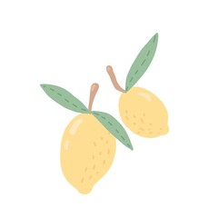 Illustration of juicy lemons. Fresh fruits in cartoon style.