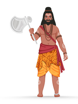 Parashurama Character Standing On White Background.