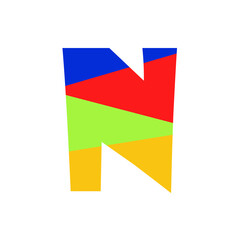 Fototapeta premium Colorful letter N graphic, illustration, button, web, white background, icon, texture, background
