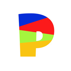 Colorful letter P 
graphic, illustration, button, web, white background, icon, texture, background