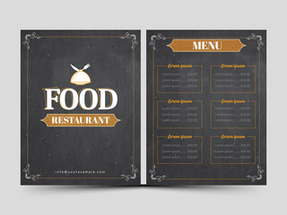 Restaurant Menu Card Template Or Flyer Design In Black Color.