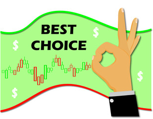 money stock market diagram and hand 