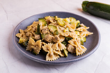 Pasta with tuna fish and zucchini. A typical italian dish ideal fot a qick lunch.