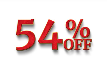 Discount 54 percent off. 3D illustration on white background.
