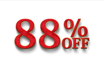 Discount 88 percent off. 3D illustration on white background.