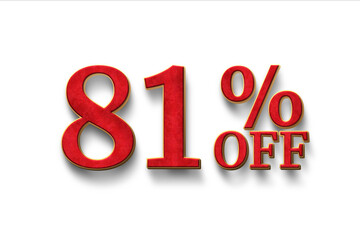 Discount 81 percent off. 3D illustration on white background.