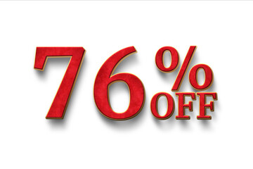 Discount 76 percent off. 3D illustration on white background.