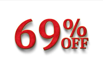 Discount 69 percent off. 3D illustration on white background.