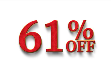 Discount 61 percent off. 3D illustration on white background.