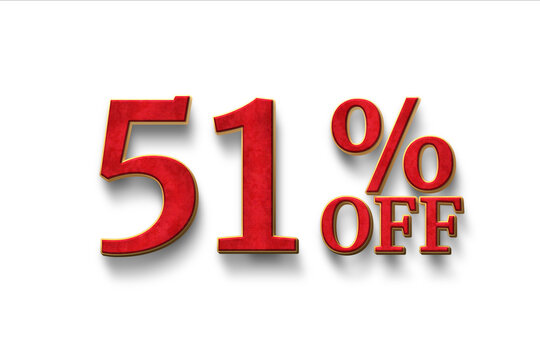 Discount 51 percent off. 3D illustration on white background.