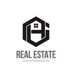 Letter HG real estate logo design